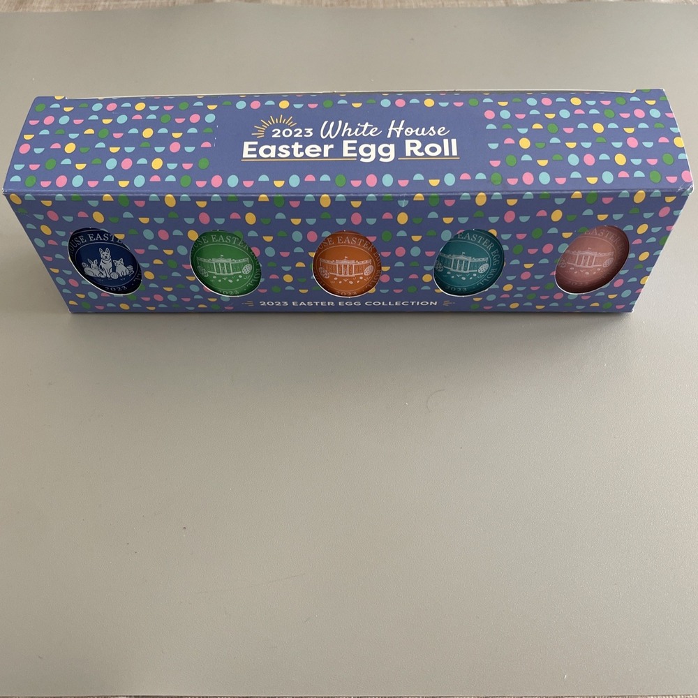 2023 White House Easter Egg Roll Set Wooden Eggs President Biden Print Signed